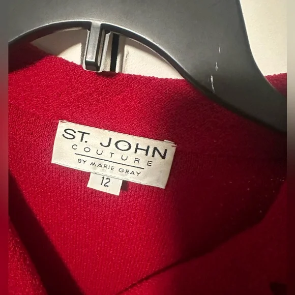 St. John Couture Women's Scarlet Blazer with Gold Buttons - Picture 2 of 7